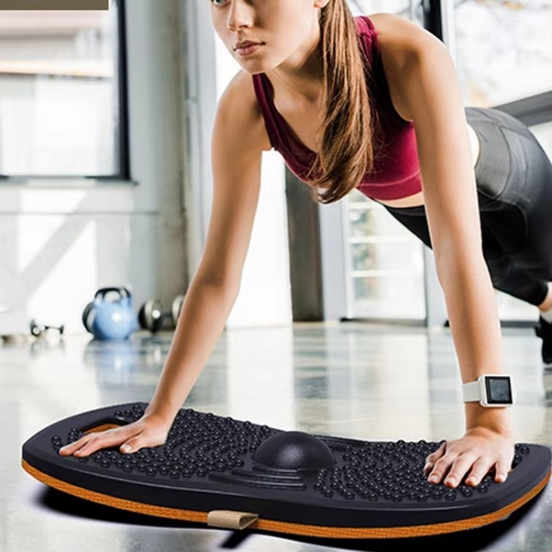 Anti Fatigue Mat - スタンディングデスクマット 抗疲労 木製 ウォブルバランスボード 人間工学に基づいたデザイン バランスボード