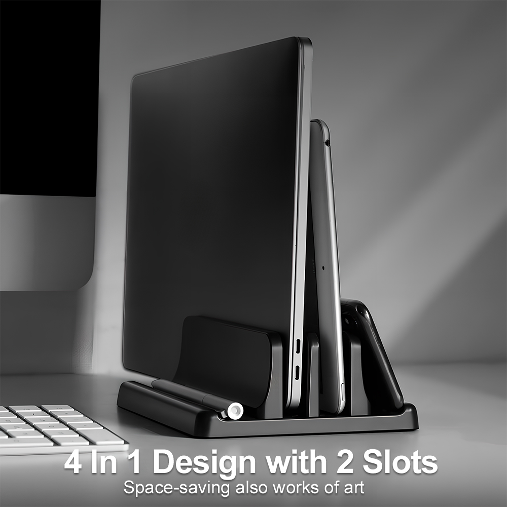 Home Office Call Center - 4in1 ラップトップスタンド垂直調整可能な幅省スペースデスクトップノートブックホルダーユニバーサルラップトップタブレット電話ドックオフィスホーム