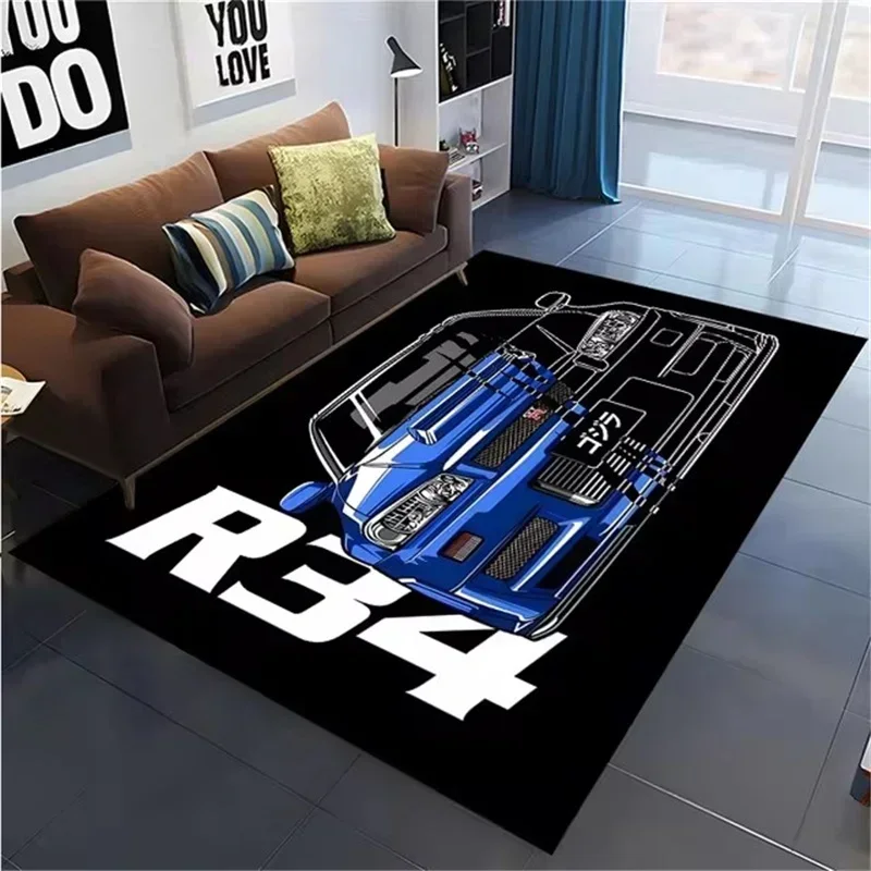 Anti Fatigue Mat - クラシックレーシングカープリントカーペットエリアラグ寝室プレイマット家の装飾カーペットリビングルームソファラグ玄関マットノンスリップクロールマット