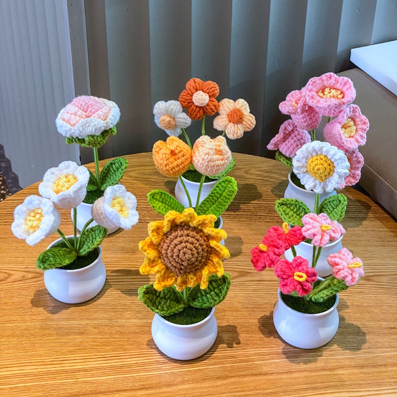 1/2/4 個 DIY 手織りミニ鉢植え花ローズオフィスデス - Home Office Depot のレビューと価格