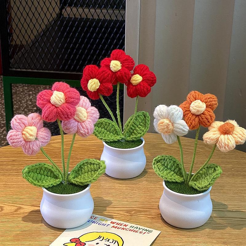 1/2/4 個 DIY 手織りミニ鉢植え花ローズオフィスデス - Home Office Depot のレビューと価格