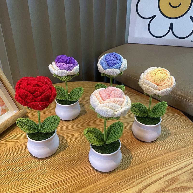 1/2/4 個 DIY 手織りミニ鉢植え花ローズオフィスデス - Home Office Depot のレビューと価格