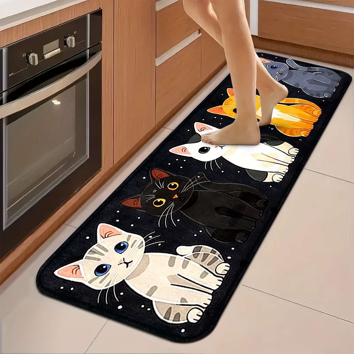 VIKAMA 1pc かわいい子猫パターンキッチンマットロン - Anti Fatigue Mat のレビューと価格