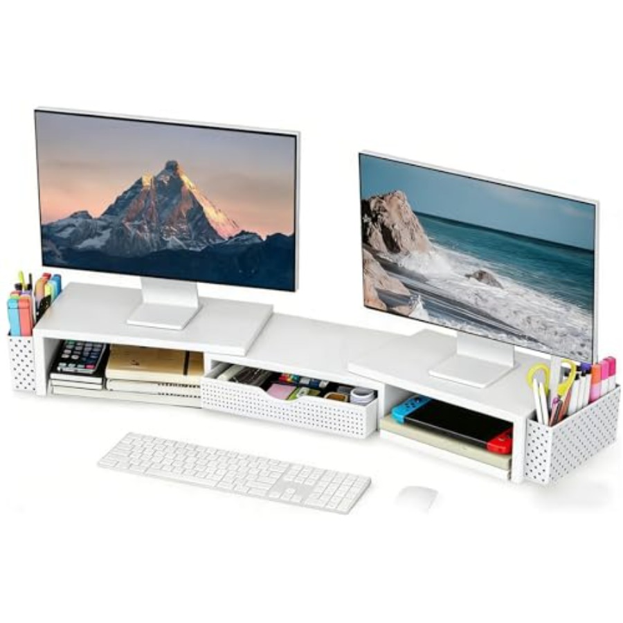 金属製デスクオーガナイザーとアクセサリー、引き出しと2つのペ - Monitor Riser Stand のレビューと価格
