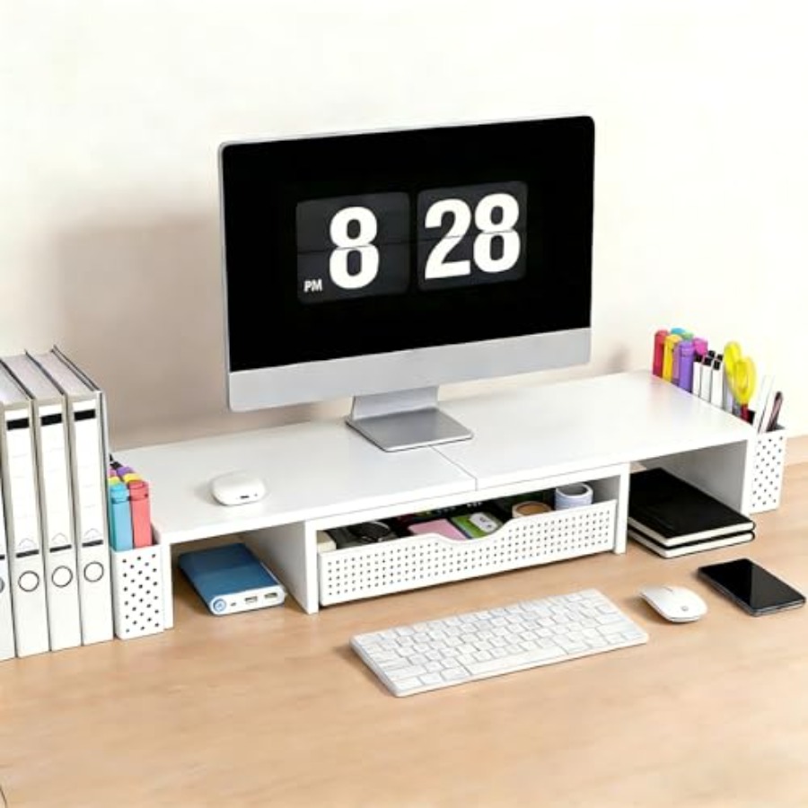 金属製デスクオーガナイザーとアクセサリー、引き出しと2つのペ - Monitor Riser Stand のレビューと価格