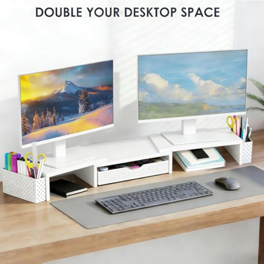 金属製デスクオーガナイザーとアクセサリー、引き出しと2つのペ - Monitor Riser Stand のレビューと価格